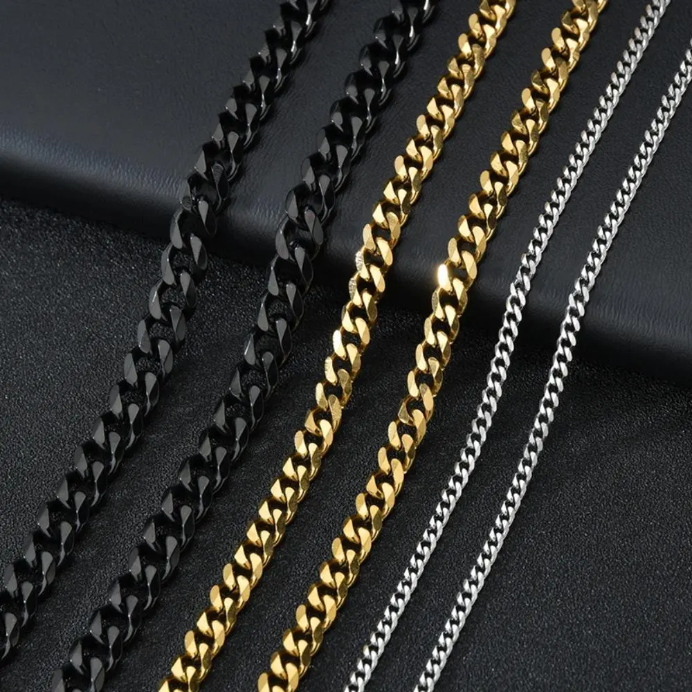 18-26 inch Stainless Steel Miami Cuban Chain Necklace for Women Men black Punk Curb Link charm Jewelry 3-11mm gift
