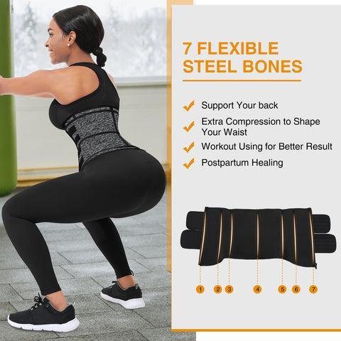 FeelinGirl Hot Selling 7 Fatting Burning Double Belt Waist Trainer Compression Fabric Shapewear Comfort Womenswear Waist Trainer