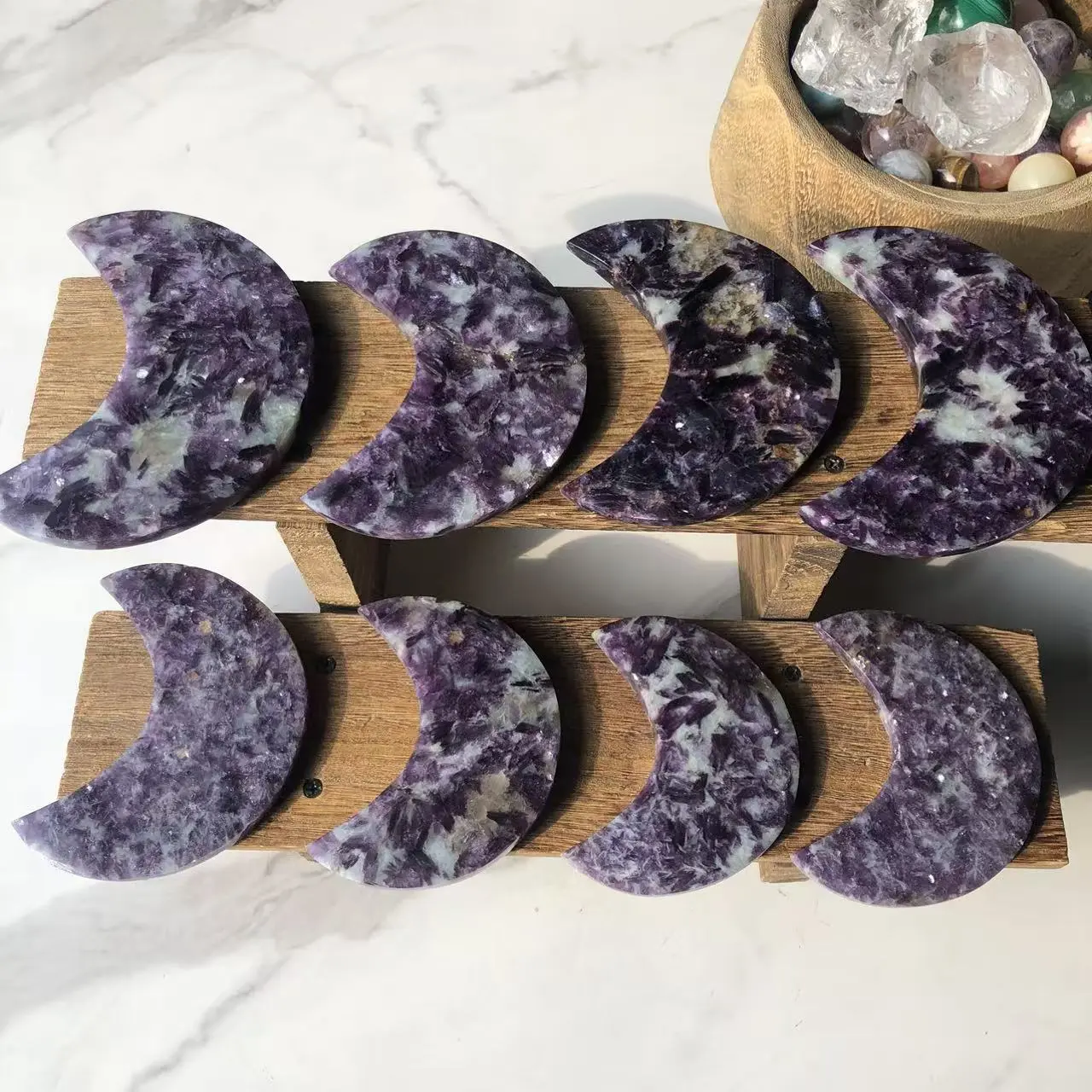 Natural Crystal Purple Mica Moon Collection