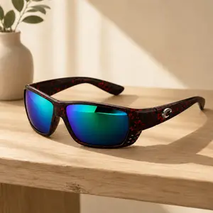 Costa Style Men’s Sport Sunglasses, Polarized UV Protection, Blue Mirror Lens for Fishing Boating Beach Outdoor Use