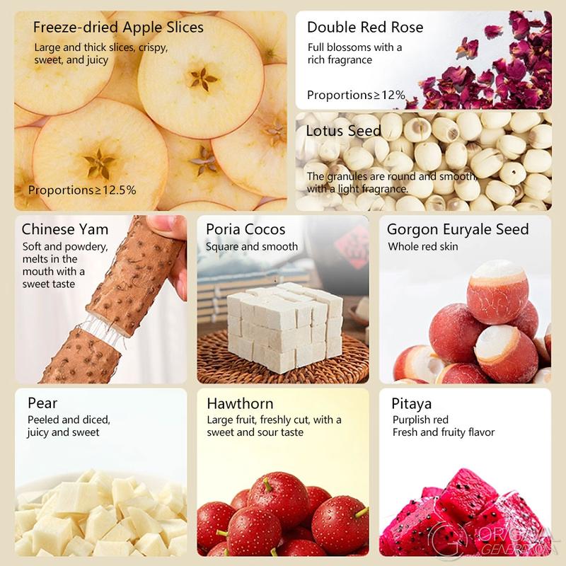 Immune Boost Tea Apple Tea 80g (8g x 10 packs) Caffeine Free With Lotus Seed, Pear, Apple, Rose, Chinese Yam, Poria Cocos, Gorgon Fruit, Dragon Fruit, Hawthorn