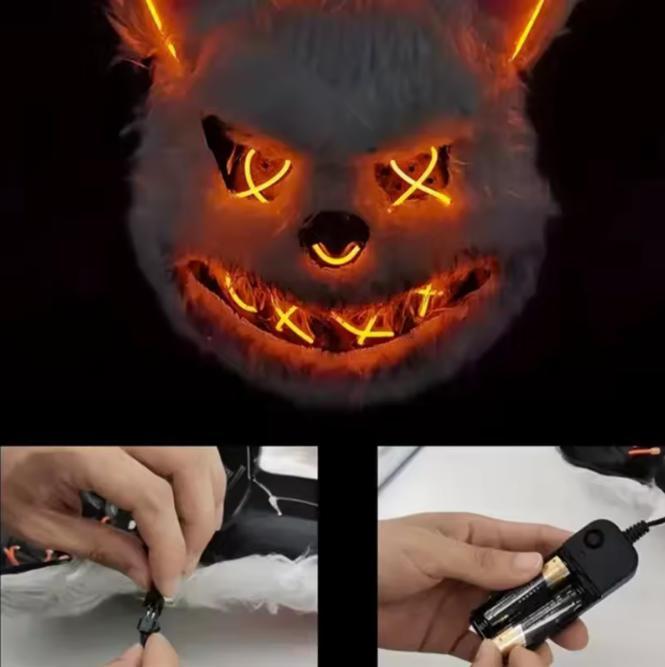 Bunny Mask Masquerade LED Rabbit & Bear Glowing Halloween Party Mask For Carnival Cosplay Props Party without Batteries