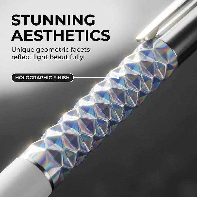 One-Click Deformable Pen, Geometric Shape-Shifting Pen - 6 Pack ( 2 Black, 2 Silver, 2 Gold) | Press to Form Diamond Crinkle Design | Multi-Functional Creative Gift for Writing, Drawing & Stress Relief