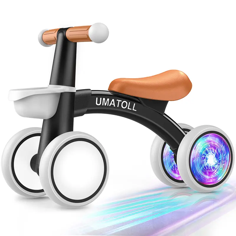 Umatoll Colorful Lighting Baby Balance Bike, Adjustable Seat Baby Walker Toy, Colorful 4-Wheel No Pedal Bicycle for Toddlers,One Year Old Boy Birthday Gifts, 12-24 Months Toddler First Ride on Toys with Removable Basket,  #tiktokshopbacktoschool #glowup
