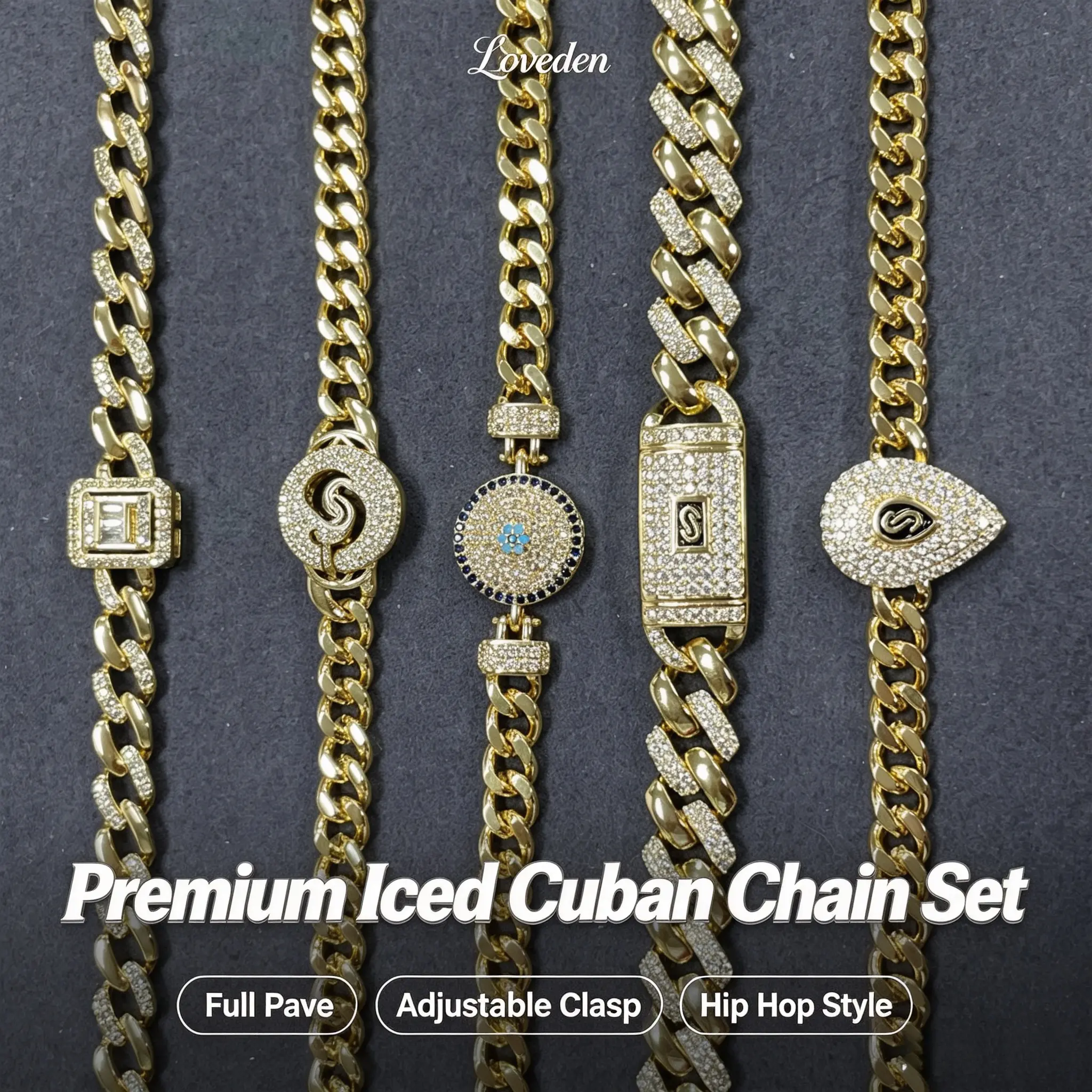 Heavy-duty Iced Out Cuban Link Chain, Full Pave Brilliant Diamond Setting Adjustable Secure Clasp Gold Necklace, Retro Hip Hop Urban Street Wear Fashion Jewelry, Eye-catching Versatile Neck Accessory for Men, Women and Teen Street Style Fans