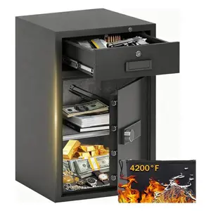 KAER-5.1 Cuft Drawer Safe Heavy Duty Dual Door Safe Box Extra Large Waterproof with Hidden Lock Box Removable Shelves Free Fireproof Bag for Home Office Jewelry Documents Waterproof Safes for Home Office Valuables