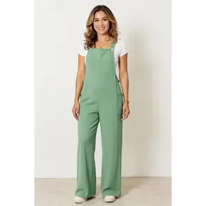 Double Take Full Size Wide Strap Overall with Pockets