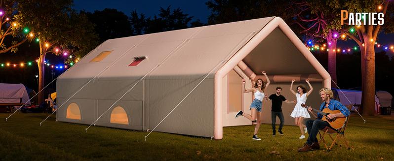 AMERLIFE Inflatable Tent for Camping, Large Blow Up Tent with Easy Setup Pump, Skylight, Stove Jack, Doors, Waterproof Oxford Outdoor Cabin, Ideal for Family, Emergency Shelter, Glamping AMERLIFE Inflatable Tent for Camping, Large Blow Up Tent with Easy Setup Pump, Skylight, Stove Jack, Doors, Waterproof Oxford Outdoor Cabin, Ideal for Family, Emergency Shelter, Glamping