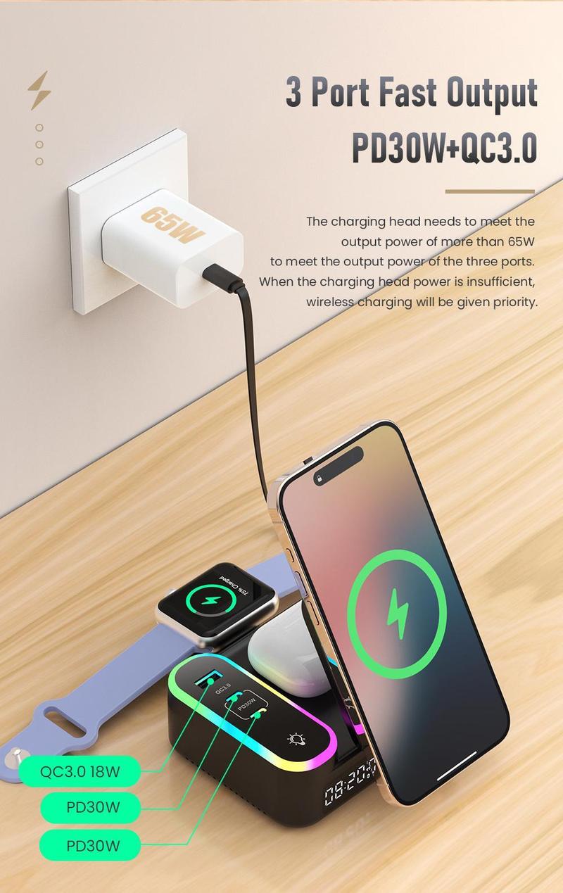 2026 8-in-1 FoldaWireless Charging Station Magnetic Charger for Smartphones Smartwatches & Earbuds Compatible with iPhone Apple Watch & More Compact Portable Device Charging Station Black Folding Electronic