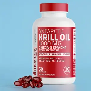 Bronson Antarctic Krill Oil 1000 mg with Omega-3s EPA DHA Astaxanthin & Phospholipids 60 Softgels Non-GMO Gluten-Free Soy-Free