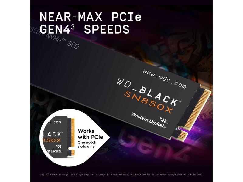 WD_BLACK 2TB SN850X NVMe Internal Gaming SSD Solid State Drive - Gen4 PCIe, M.2 2280, Up to 7,300 MB/s - WDS200T2X0E