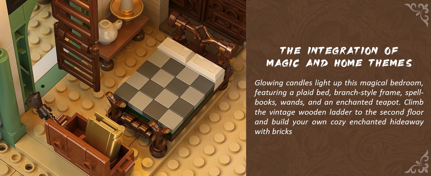 Magic Clock Tower Building Set with Light, 1566 PCS Big Medieval Castle House Construction Model with Owl & Garden, Home Decor Building Block Kit, for Adults Teens Boys Girls 12+