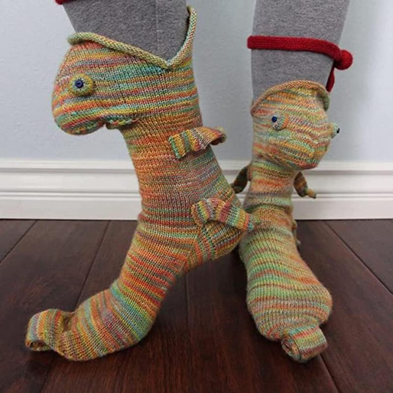 Funny Animal Knit Socks – 3D Crocodile, Shark & Dinosaur Design – Cozy Winter Warm Novelty Socks for Men & Women, Soft Casual Indoor Socks, Perfect for Christmas Gifts & Home Wear