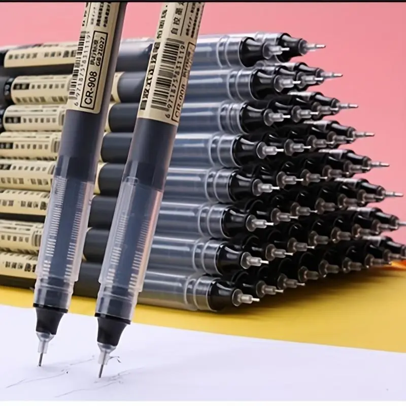 0.5mm Black Ink Gel Pen, Quick Dry Gel Pen, 12pcs Straight Liquid Neutral Pen Markers, Students Writing Stationery for School Office, Exam Supplies Stationery, School Supplies