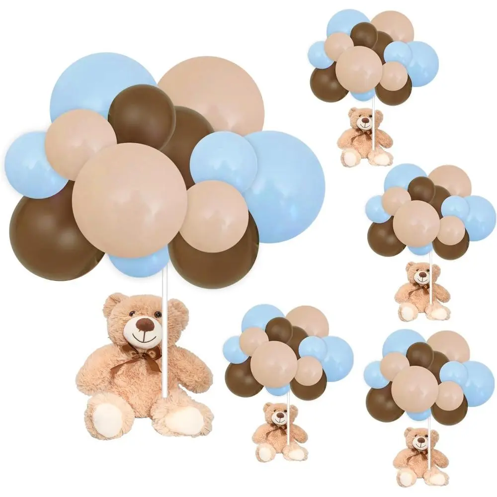 230 Pcs Bear Baby Shower Party Decorations Baby Shower Table Centerpieces with 5 Plush Bear Bulk 225 Balloons Kit Party Table Decor for Baby Shower Birthday Wedding Gender Reveal (Blue)
