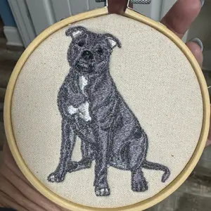 American Bully Pitbull Terrier Dog Machine Embroidered and Framed! Unique Canine Charm Tabletop Decor for Home or Office! Other Designs and Breeds Available! gift man cave decore