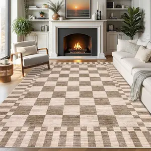 Modern Checkered Print Geometric Living Room Rug Large Size Washable Soft Non-slip Ultra-thin Foldable for Dining Room Living Room Bedroom Office Game Room Laundry Room decorative floor mat