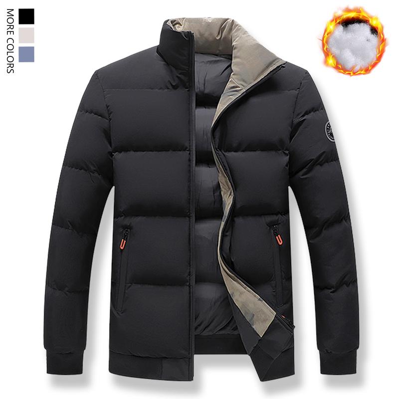 Stylish men's windproof warm jacket, full zipper small stand-up collar design.Lightweight polyester shell, warm and comfortable.Spring and autumn are suitable for all seasons, and leisure and formal can be used.Hand washable with zip pocket