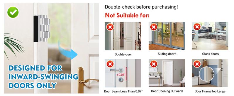 Home Security Door Reinforcement Lock. Childproof Door Reinforcement Lock Upgrade Night Door Security Lock Withstand 800 lbs for Inward Swinging Door