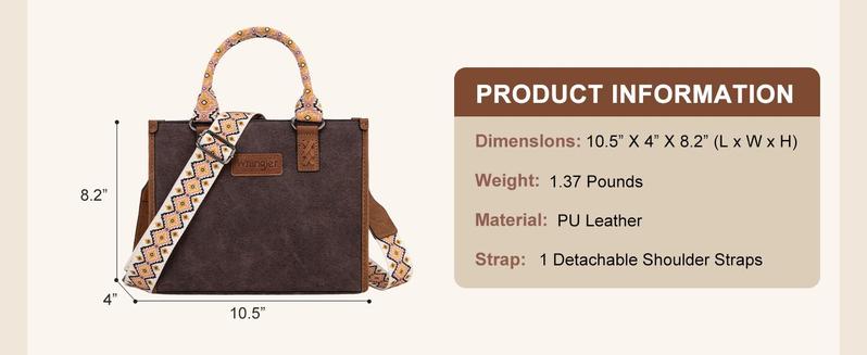 Wrangler Tote Bag for Women Aztec Western Retro Purse Top Handle Handbags