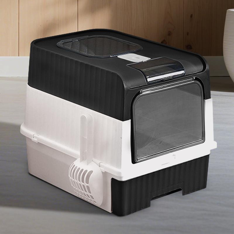 Fully enclosed cat litter box with cat litter shovel, deodorant, splash-proof baffle drawer design is convenient for changing cat litter, practical cat toilet, suitable for all kinds of pet cats