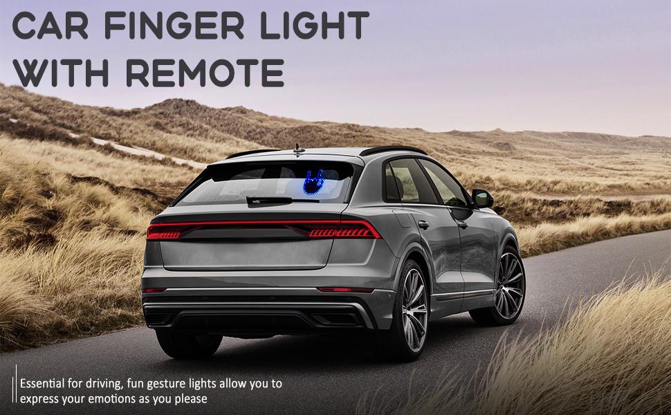 DIBMS Wireless control of LED Car Gesture Light with Remote Control, Recyclable & Rechargeable, Fun Rear Window Sign,Calming Road Rage, Ambient Lighting Kit,3 Modes Adjustable Finger Lights.