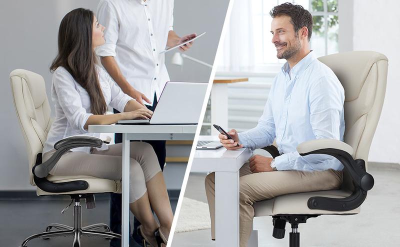 SweetFurniture Office Chair - Ergonomic Executive Computer Desk Chairs with Adjustable Flip-up Armrest, Swivel Task Chair with Lumbar Support, Strong Metal Base, PU Leather SweetFurniture Office Chair - Ergonomic Executive Computer Desk Chairs with Adjustable Flip-up Armrest, Swivel Task Chair with Lumbar Support, Strong Metal Base, PU Leather