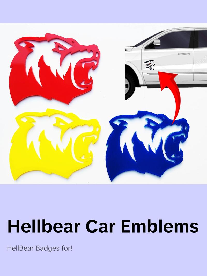 2x HellBear Bear Badge Logo Emblem for Dodge SRT RAM TRX Challenger Charger Jeep