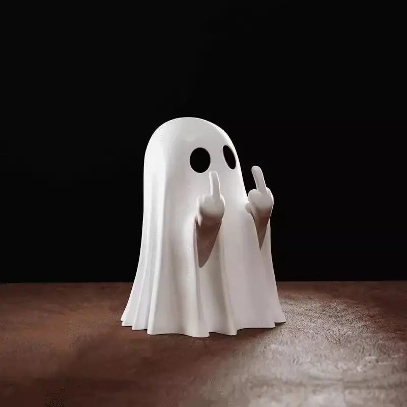 Cute Ghost Shape Resin Sculpture - Collectible Figure Ornament, Decoration Figure, Spooky Halloween Festive Party Decor, Indoor Shelf Accent, Porch Home Decoration
