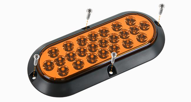 Nilight 6Inch Oval Tail Light 2PCS Amber 24LED Turn Signal Light Surface Mount Marker Light Sealed IP67 Waterproof Taillight for 12V Caravan Truck RV Camper Trailer Bus