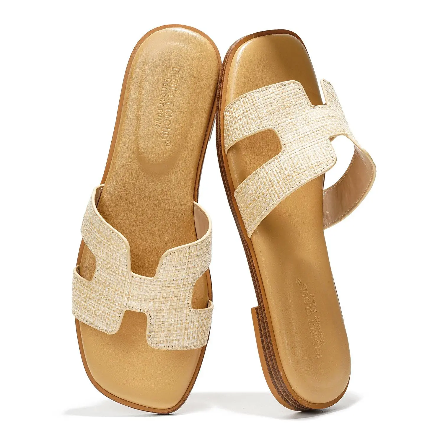 Project Cloud Women's Genuine Leather Flat Summer Sandals | Casual Walking Shoes Footwear | Memory Foam Lightweight Non-Slip – Jannel
