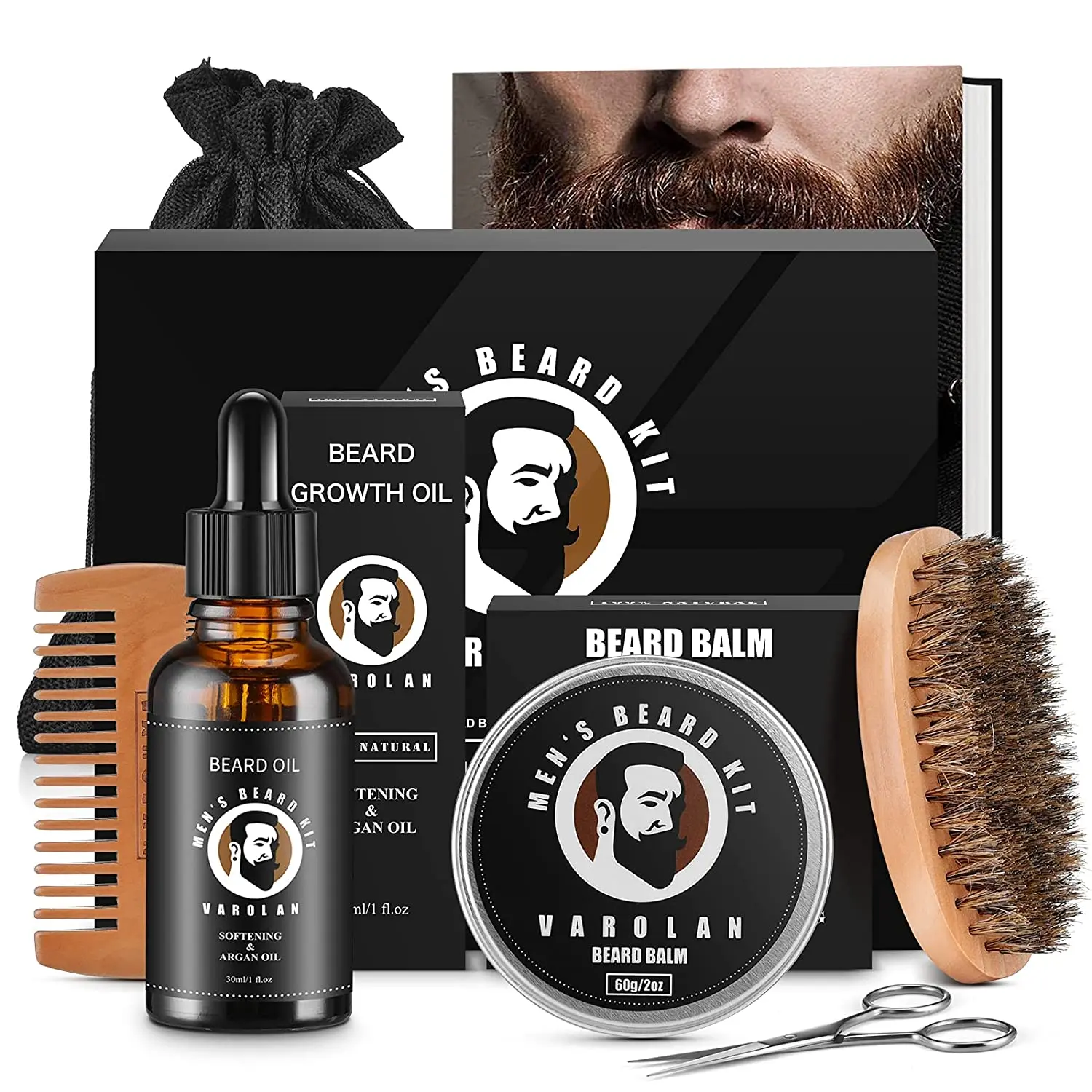 Complete Beard Kit for Men - Mustache & Hair Care Cleansing Set, Boyfriend Birthday Gift, Father's Day Present for Husband Dad Him, Mens Gifts