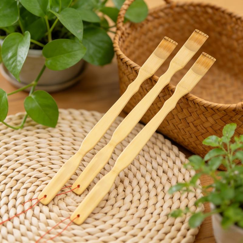 3-Pack Natural Bamboo Back Scratcher Set​ – Traditional Body Care Tool, Gentle on Skin, Multi-Point Massage Heads, Red String for Hanging, Handy for Reaching Hard Spots, Natural Material, Practical Daily Helper, Thoughtful Gift Idea