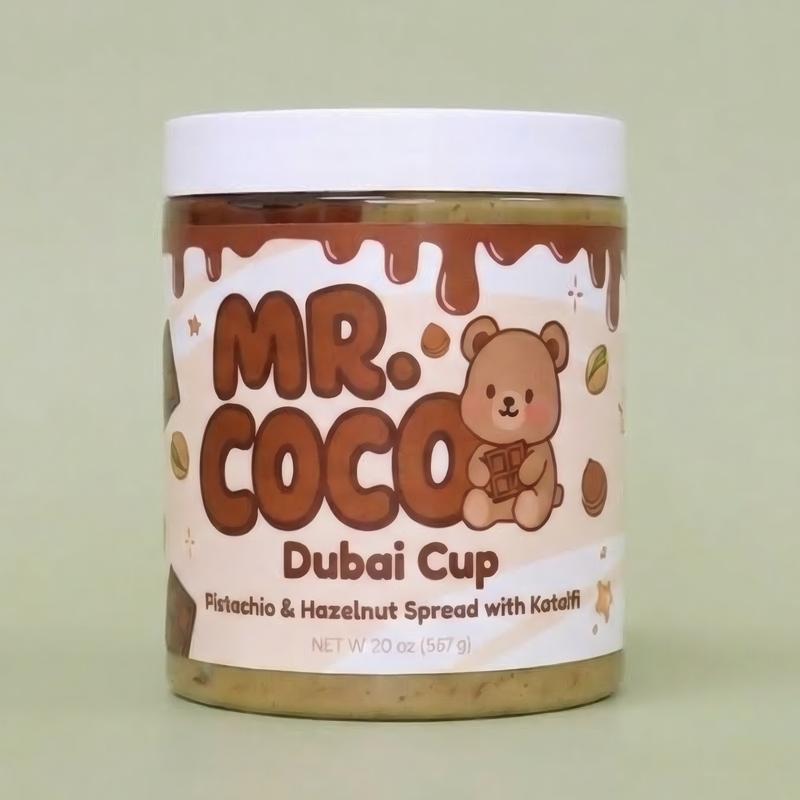 Mr. Coco Dubai Cup – Pistachio Cream + Tahini & Crunchy Kataifi - 8oz Jar - 2 Flavors: Classic & Hazelnut