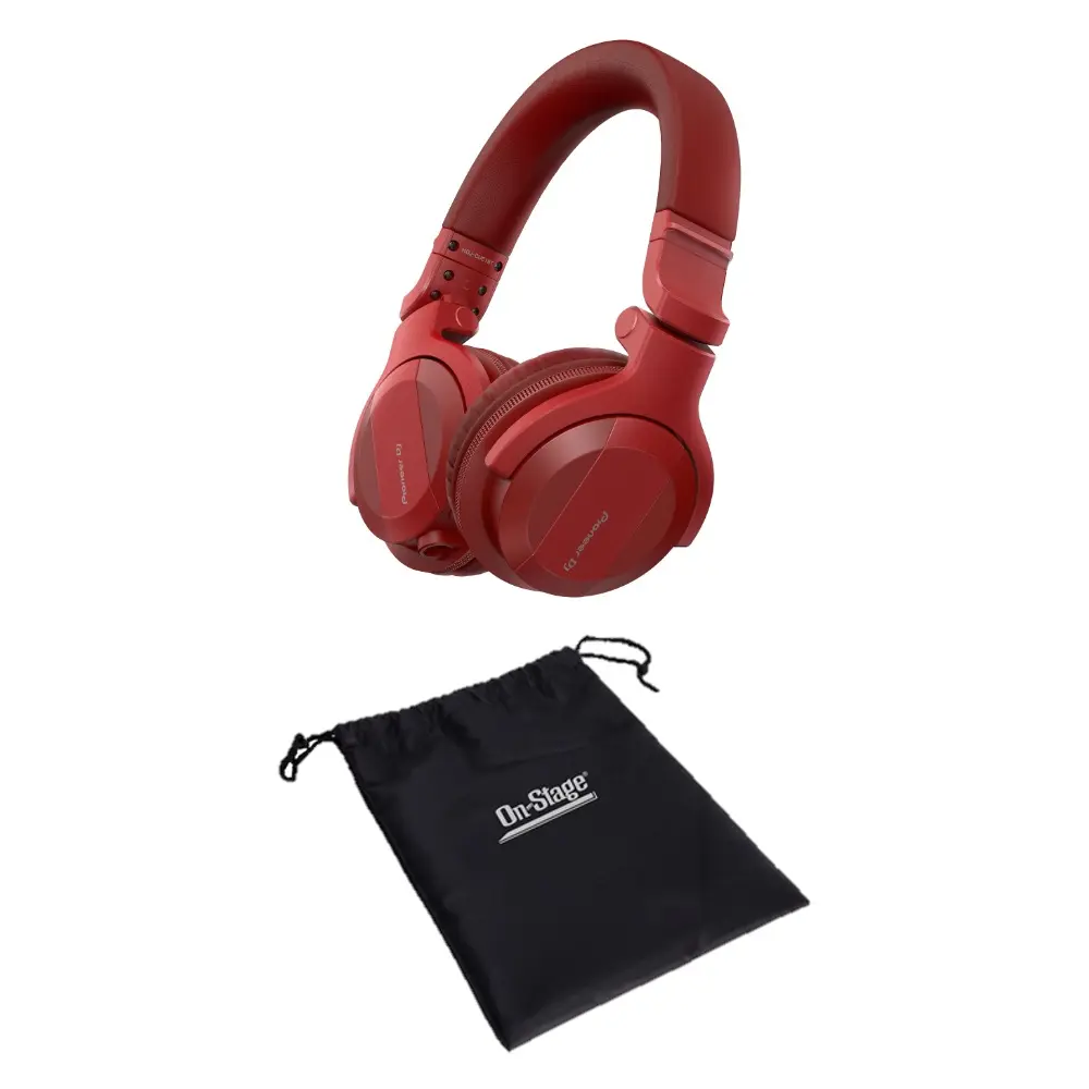 Pioneer DJ HDJ-CUE1BT Red Bluetooth Headphones + Carrying Bag