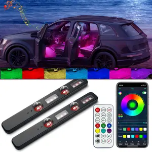 Car LED Lights, Smart Car Interior Lights with App Control, RGB Lights with DIY Mode and Music Mode, 2 Lines Design LED Lights for Cars with Car Charger, 12V
