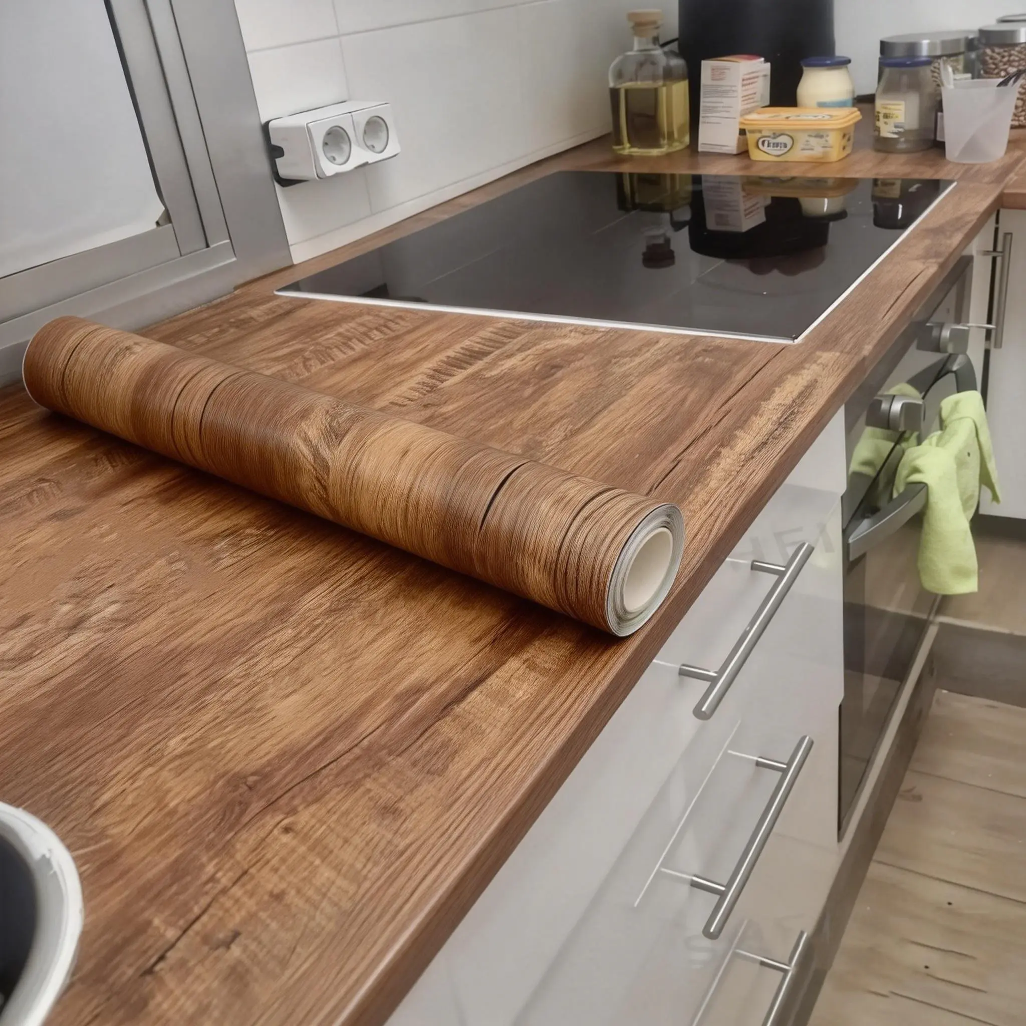 Wood Grain Vinyl Wallpaper, Moisture Proof & Self Adhesive Design, Kitchen Wallpaper, Ideal for Doors, Wardrobes, Cupboards, Tables, Interior Walls, Living Room Decoration, Peel and Stick Wallpaper Designs, DIY Wallpapers, Decorative Wallpaper