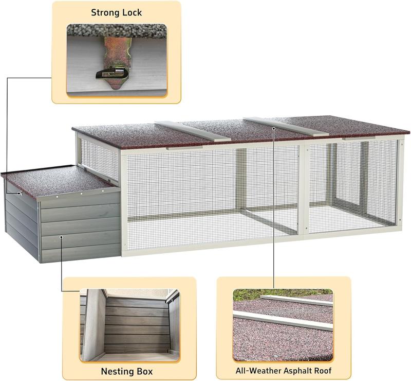 85.60"Lx 38.60"W x 23.20"H Large Outdoor Chicken Coop! Rainproof & Sunproof Chicken Cage with Run, Backyard Poultry House
