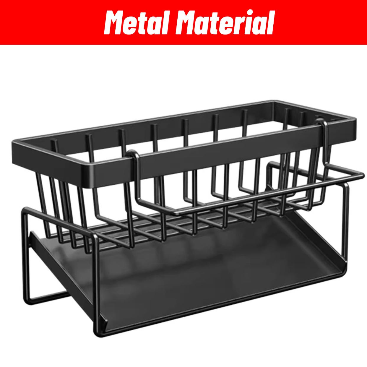 Kitchen Sink Corner Sponge Drain Rack Sink Caddy ultitunctional Durable Cleaning Tool Organizer Storage Rack Dish Soap Dishdoth Brushes Holder for Kitchen &Bathroom