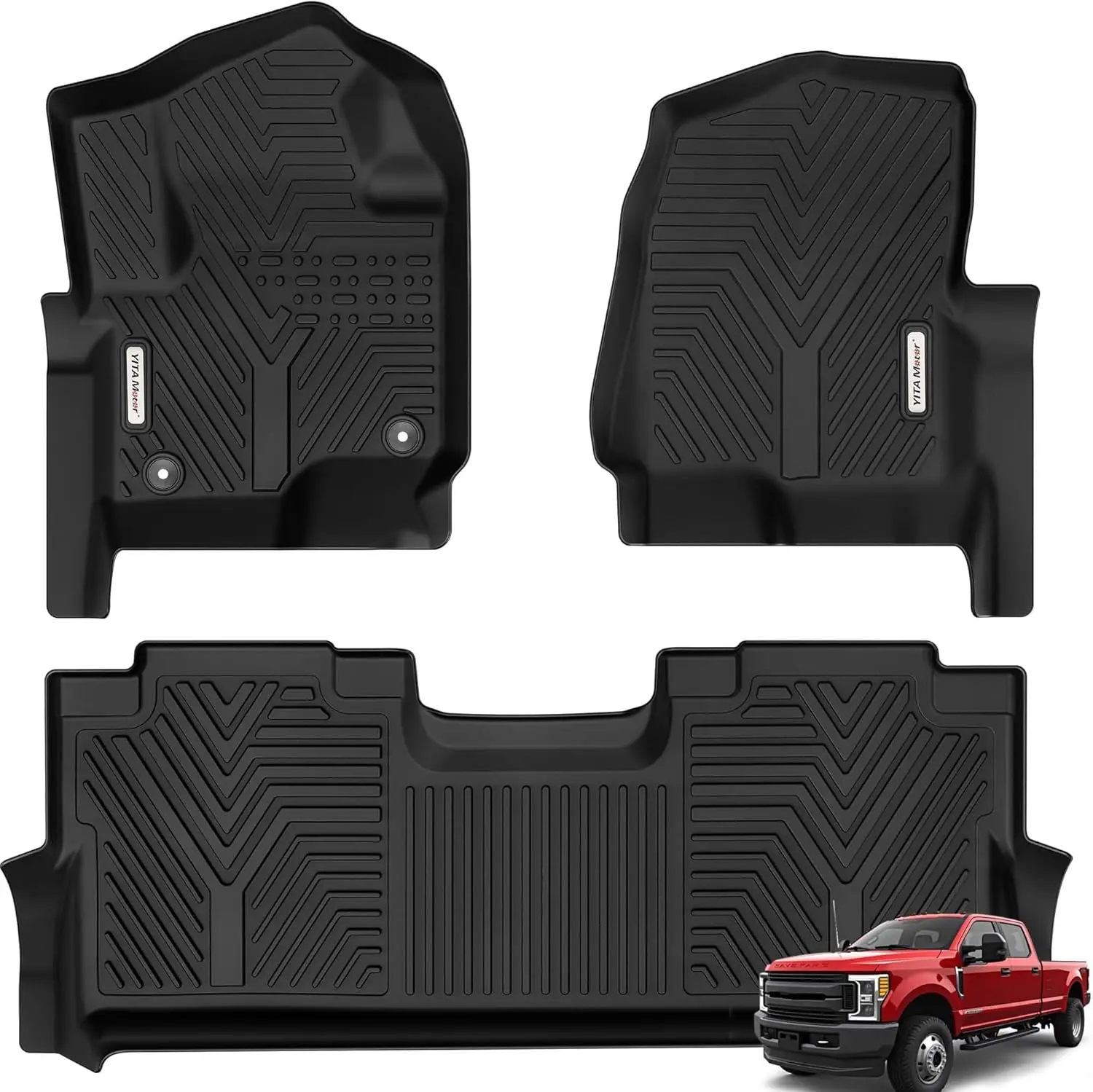 TPE Floor Mats fits 2017-2026 Ford F250/F350/F450/F550 Super Duty Crew Cab, All Weather, Waterproof TPE Floor Mats fits 2017-2026 Ford F250/F350/F450/F550 Super Duty Crew Cab, All Weather, Waterproof