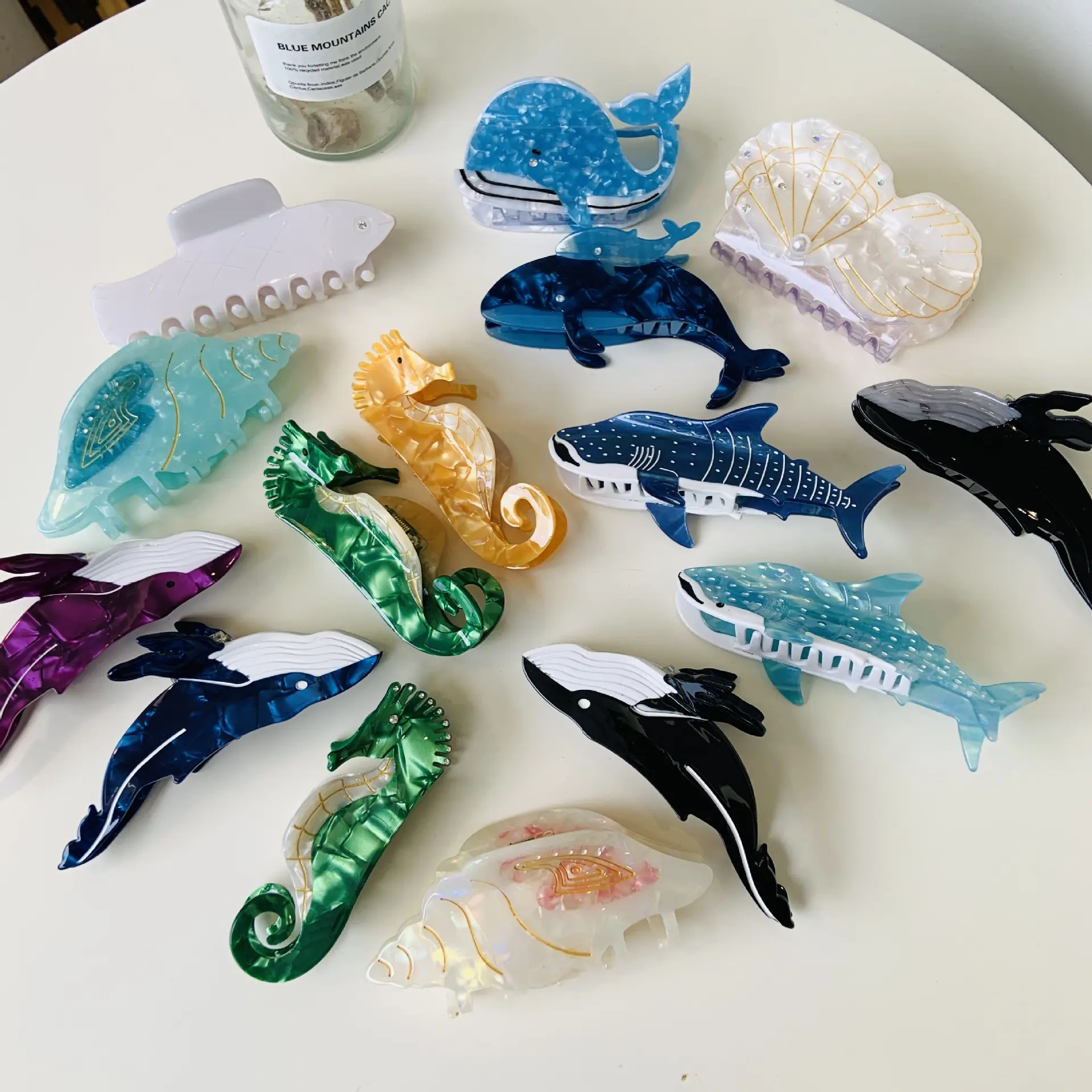 New Ocean Series Acetate Hair Clips with Unique Designs of Animals, Whales, and Sharks - Cross-Border Wholesale Hair Accessories Ponytail Clips, Fashion Hair Accessories