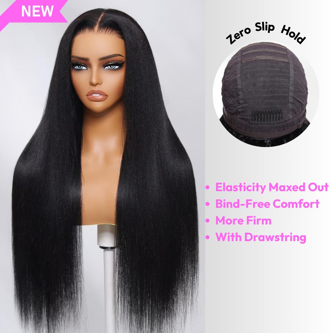 【Zero Slip】UNice All Day Secure Glueless Yaki Straight Wig Pre-cut 7x5 HD Lace Closure Human Hair Wigs with Drawstring Narural Hairline Beginners Friendly Put On and Go TikTokShopHolidayHaul SpringStatements