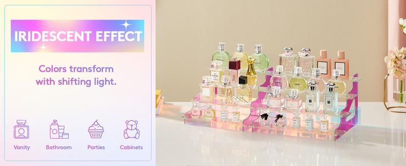 Lifewit 4 Tier Iridescent Acrylic Display Stand for Perfumes, Fragrances,Cologne, Figures, Cupcake, Dessert, Decor fragrance stand Racks