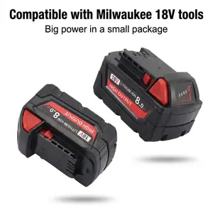 2-Pack 8.0Ah High-Output Replacement Battery for Milwaukee M18 18V Cordless Tools - High-Capacity Lithium-Ion batteries, Compatible Models: 48-11-1860, 48-11-1850, 48-11-1880, Long-Lasting Durability