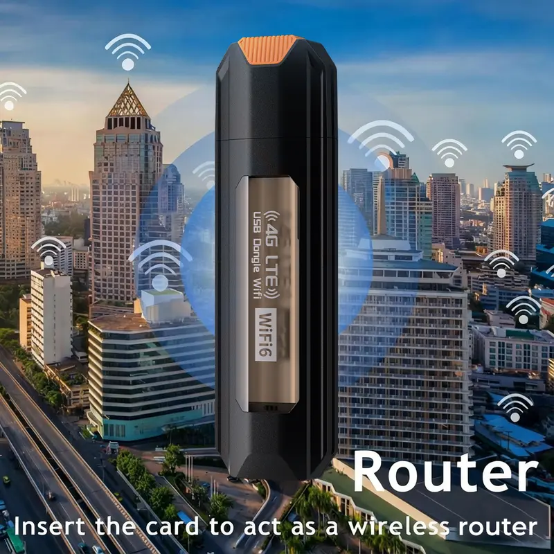 JOYTUTUS 4G LTE WiFi Router【SIM Card Required】150Mbps USB Modem Unlocked Portable Car WiFi Adapter for Desktop PC Notebook TV Black Wireless Dongle Device