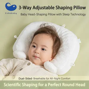 Cobobaby TPE Baby Head Shaping Pillow | 3-Side Adjustable for 0-12 Months | Ultra-Soft & Comfortable