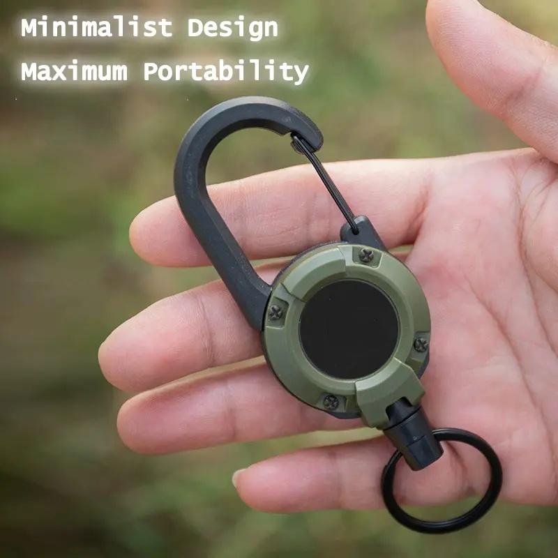 Retractable Keychain Heavy Duty Multitool Carabiner Badge Holder 58cm Stainless Steel Cord for Men Women Easy Use Lightweight Design-MM