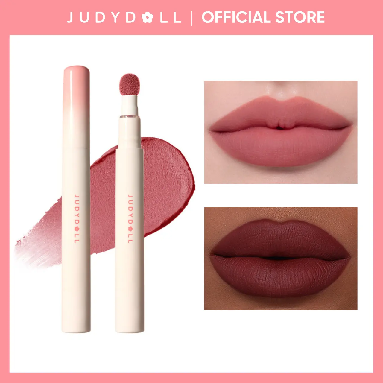 [BOGO: Add 2, Pay for 1]  JUDYDOLL Cushion Lip Powder Cream, Cushion Matte Lock Lip Cream, Blur, Lipstick, Hydrating, Soft Velvet Matte Lip & Cheek, Smooth Lip Mud, Waterproof, Long-Lasting, Shimmer, Not Easy To Fade, Makeup, Cosmetic, Back to School