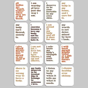 Body Positive Affirmation Cards, Deck of 16