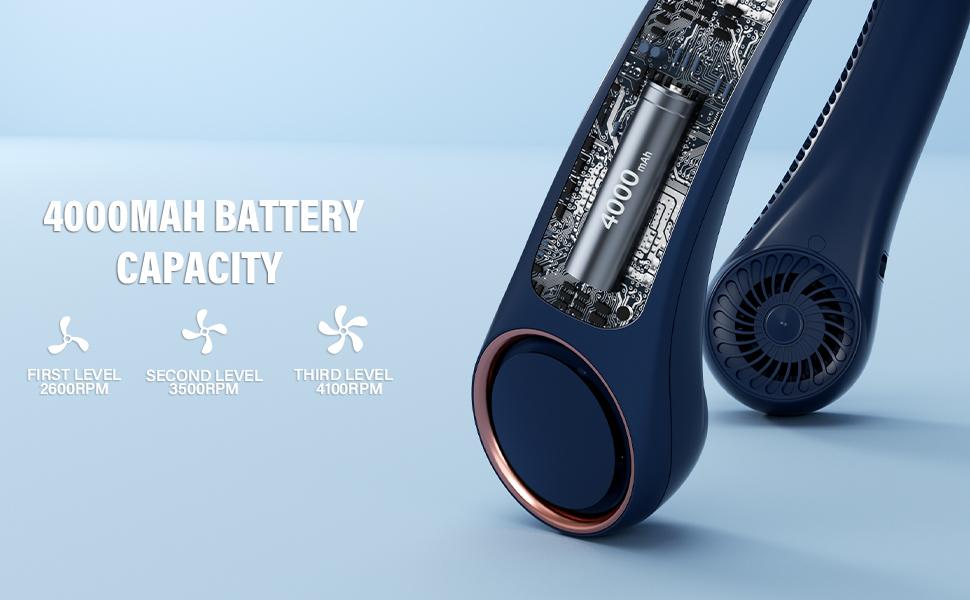 Neck Fan, USB Rechargeable Personal Fan, 3 Speeds Adjustable Powerful Strong Wind 360° Cooling, Quiet, No Blade Design, No Hair Twisting, Summer Gifts